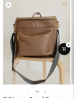 Forever French Baby Taupe Baby Bag Backpack with Checkered Strap